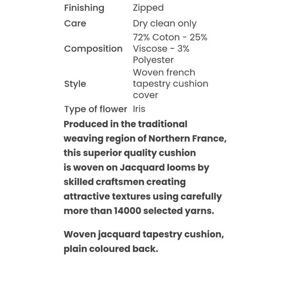 FRENCH Tapestry Cushion/ Pillow Giverny Iris and Nymphea/Waterlily ART de‎ LYS - Picture 10 of 12